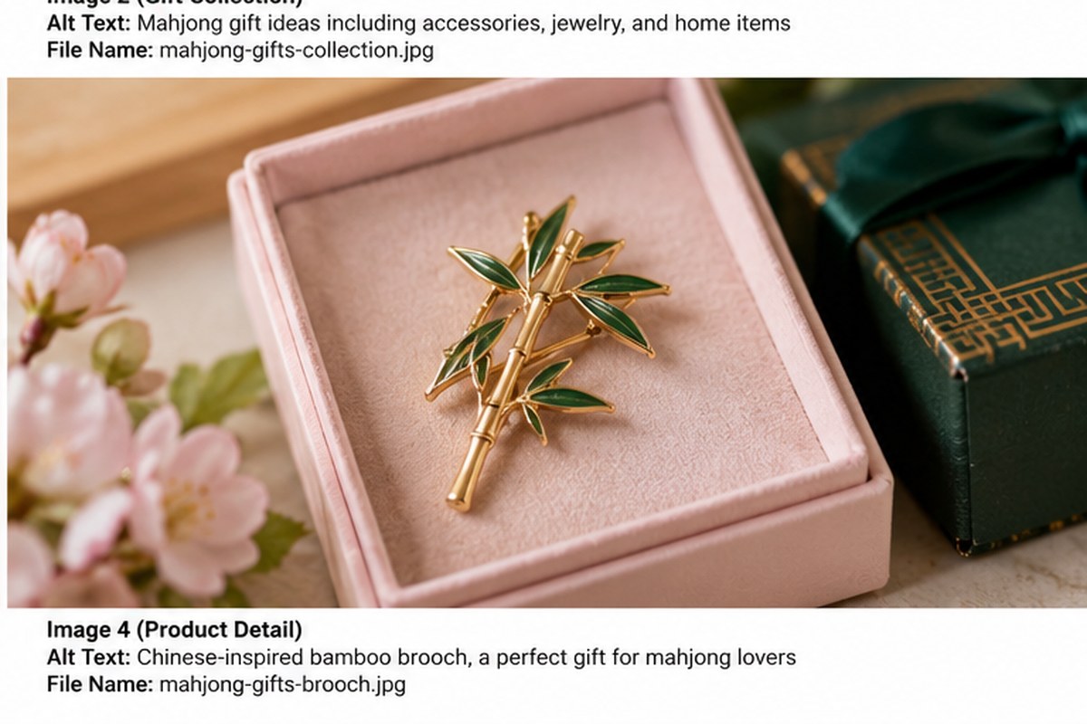 Mahjong-themed brooch accessory